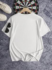 Manfinity Dauomo Camiseta de verano con estampado de letra vintage y árbol de palma oversize - Blanco - Ver 2