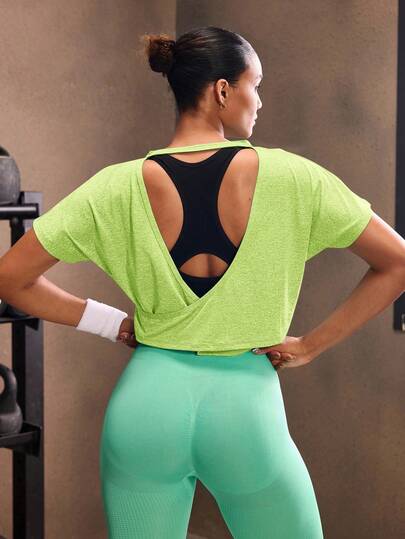 Powerista 女式纯色简约透气柔软运动T恤，适合日常穿着健身衫