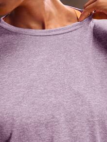 Powerista Breathable And Soft Open Back Loose Fit Sports T-Shirt Gym Women Shirts - Dusty Purple - View 6