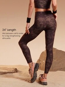 GLOWMODE X Discovery 24 英寸 FeatherFit™ Summit Flow 扎染侧袋高腰紧身裤户外徒步日常运动服 - 巧克力棕 - 查看 2