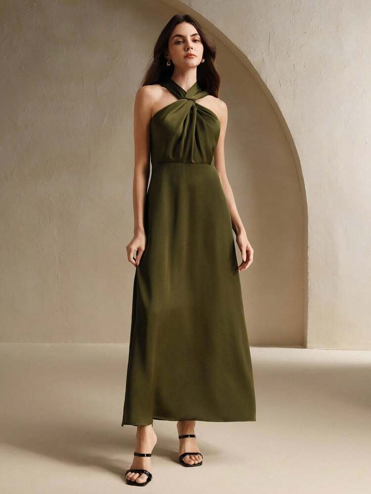 Anewsta Essential Criss-Cross Elegant Urban Resort Sleeveless Dress