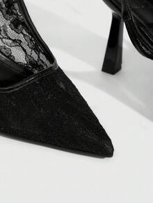 CUCCOO SZL Women's Fashionable Sexy Lace Wedding High Heels For Christmas - Black - View 10