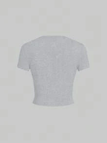 SHEIN EZwear Bộ 5 áo thun tay ngắn dáng ôm màu trơn cơ bản - Nhiều màu - Xem 7