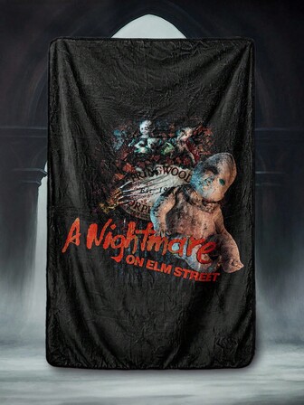 A Nightmare on Elm Street X ROMWE Letter Figure Graphic Thermal Blanket, Portable For Living Room Use