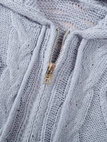 Manfinity Joysei Men's Casual Drawstring Hooded Zip-Up Cardigan, Fall/Winter - Grey - View 3