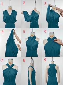 Anewsta 优雅交叉前无袖连衣裙，适合城市度假 - 藍色 - 查看 7