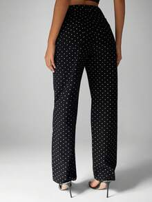 MISSGUIDED Cotton High Rise Polka Dot Wide Leg Jeans For Women Fall Winter Classic Pattern Denim Trousers Vintage Inspired Bottom Wear