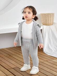 2pcs/Set Casual Outdoor Matching Mother And Baby Girl Hoodie Outfit - Grey - View 6