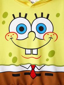 SpongeBob SquarePants | SHEIN Young Boy Cute Cartoon Pattern Casual Loose Fit Long Sleeve Yellow Sweatshirt Character Clothes