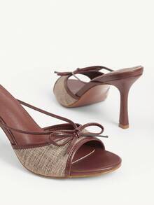 CUCCOO CHICEST 女士时尚优雅蝴蝶结装饰高跟凉鞋