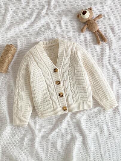 Young Girl Cable Knit Textured Cardigan, Casual & Versatile Fall Winter Christmas Halloween Autumn Fall Jumper