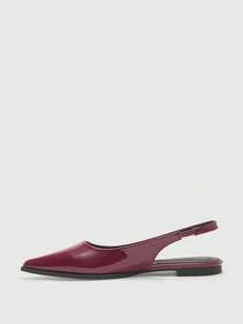 CUCCOO BIZCHIC Bailarinas de punta fina con tira trasera en color burdeos, cómodas y minimalistas, versátiles para ir al trabajo y para el día a día - Burdeos - Ver 7