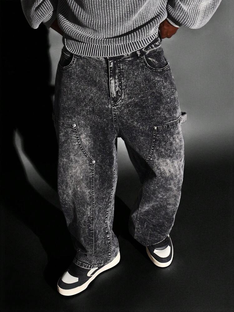 Wide Leg Carpenter Jeans With Utility Pockets