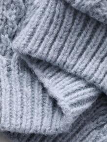 Livesso Áo khoác cardigan dệt kim màu trơn đơn giản, rộng rãi, thoải mái cho nữ, có ve rộng, phù hợp cho mùa thu đông - Xám - Xem 6