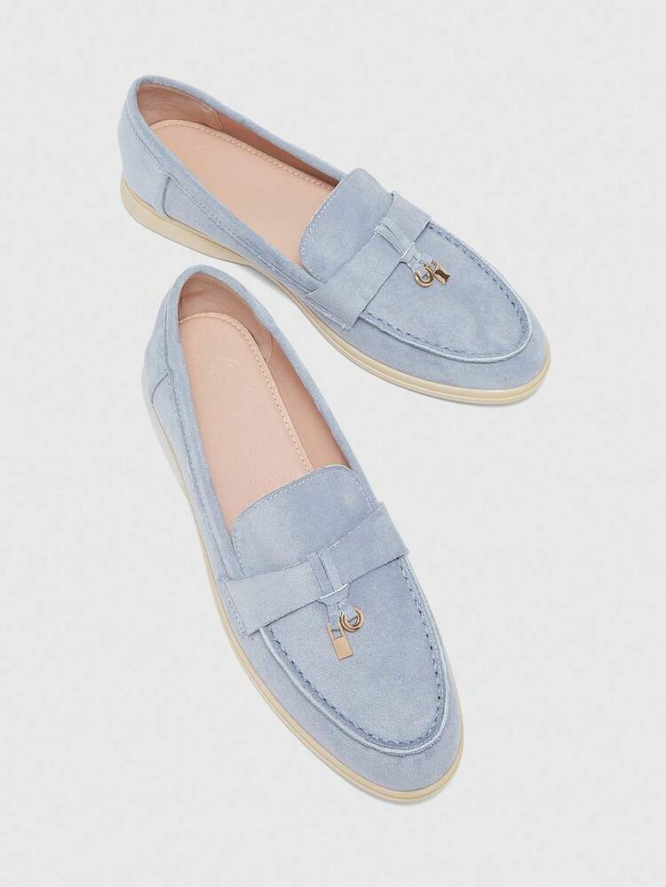 CUCCOO BIZCHIC Women's Fashionable Blue Suede Comfortable Casual Loafers, Suitable For Commuting, Outdoor, Shopping, Work, Daily Wear For Christmas Spring Shoes