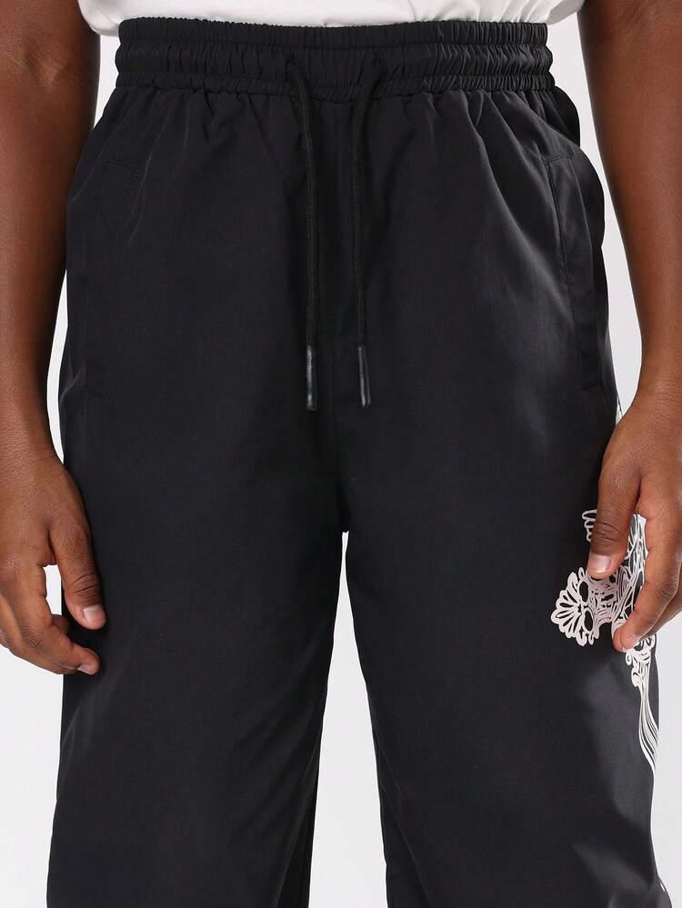 Wide Leg Pants With Gothic Cross Design