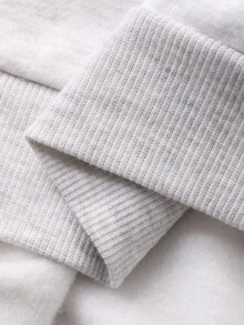 DAZY Women's V-Neck Contrast Color Patchwork Loose Letter Print Streetwear Casual Pullover Sweatshirt, Autumn/Winter - Light Grey - View 7