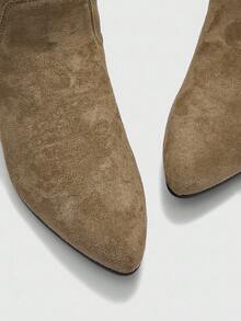 CUCCOO BIZCHIC 女士方头绒面高筒靴，时尚百搭 - 棕色 - 查看 7