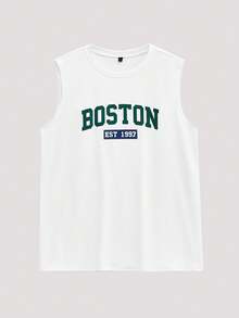 Open Phase STONE DISTRICT Men's Summer Casual Round Neck Letter Print Tank Top Spring To Summer - White - View 2