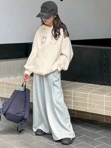 DAZY Tween Girl Knitted Sweatshirt With Thermal Lining, Butterfly Embroidery, Autumn - White - View 7