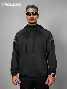 Manfinity Sport Polished Men's Polka Dot Print Drawstring Hooded Sweatshirt