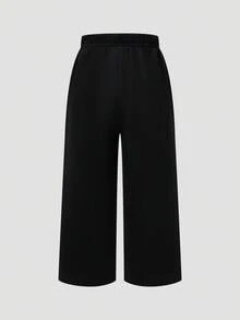 SHEIN Kids/Young Boys' Casual Everyday Loose Fit Pockets Straight Leg Solid Color Knit Sweatpants, Suitable For School, Garden, Beach, Birthday, Spring, Summer, Fall, Winter