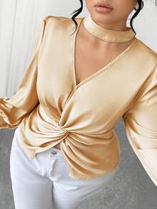 SHEIN Elenzya 万圣节大码衬衫 - 金色 - 查看 1