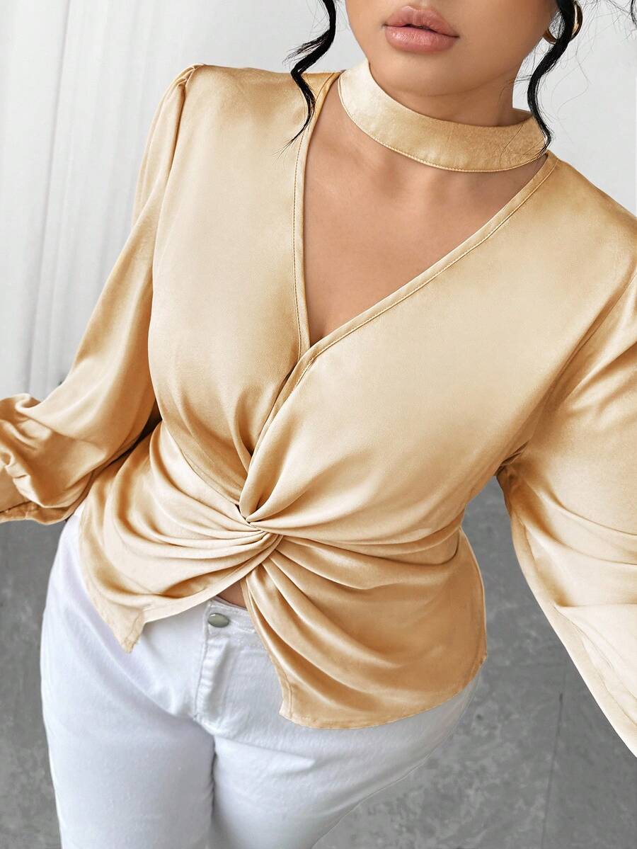 SHEIN Elenzya 万圣节大码衬衫 - 金色 - 查看 1