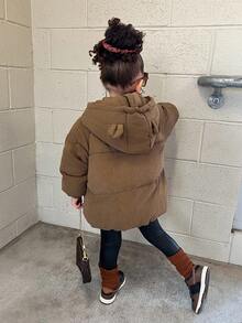 SHEIN Babygirl 可爱百搭保暖内衬黑色连帽棉服，秋冬