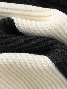 Cozy Pixies Baby Boy Cartoon Bear Striped Pattern Crew Neck Long Sleeve Sweater - Black and White - View 8