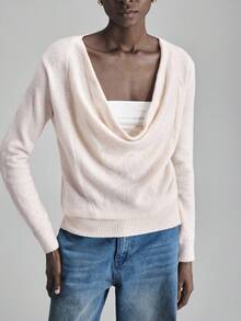Ontre 2025 Women's Loose Fit Sweater,Blush Pink,Autumn,Elegant,Brunch,Camel/Nude Solid Color,Suitable For Office,Casual,Business,Holiday,Halloween,Christmas - Beige - View 1