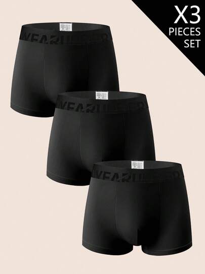 3pcs/Pack Men's Black Soft & Comfortable Briefs