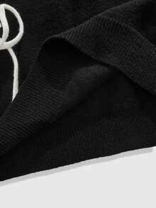 ROMWE MEN Street Life 男士休闲系带针织毛衣，秋冬 - 黑色 - 查看 6