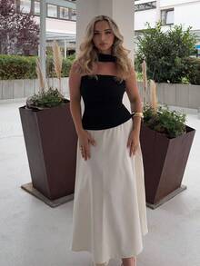 Jeta Ari Solid Open Back Halter Neck Tee - Black - View 4