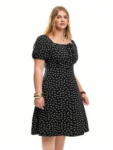 Solavibe Vestido De Talla Grande Con Estilo De Vacaciones Con Diseño De Flores, Estilo Midi, Verano - Multicolor - Ver 4