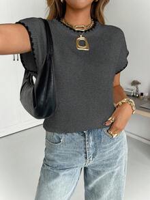 Siren Gaze Women's Casual Loose Knit Pullover With Dolman Sleeves, Autumn Summer - Dark Grey - View 3