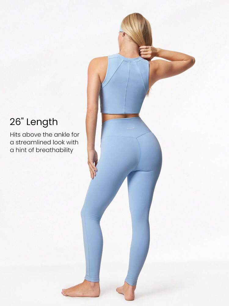 26" FeatherFit™-Warm CozyCore Soft Warm Stretchy High-Rise Waist Front Seam Zipper Side Pockets Leggings Low-Impact Yoga Pilates Studio Daily Casual Fall Winter