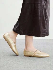CUCCOO BIZCHIC 女士时尚通勤百搭休闲玛丽珍平底鞋 - 金色 - 查看 5