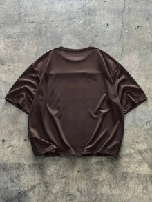 AXEPEAK 男士数码印花网眼宽松短袖T恤套装 - 棕色 - 查看 6