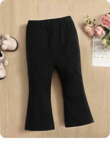 SHEIN Baby Girl Elastic Waist Flare Leg Pants