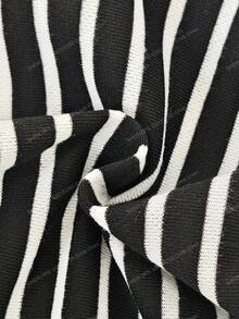 SHEIN 休闲可爱日常舒适针织高领半拉链条纹长袖卫衣，适合外出、上学、聚会、秋冬 - 黑與白 - 查看 6