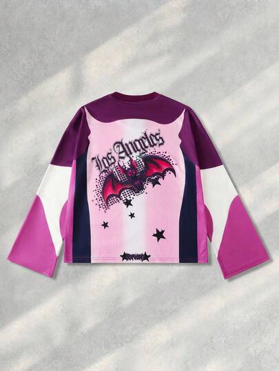 Street Life T-shirt de sport à manches longues style ample et court pour hommes, automne