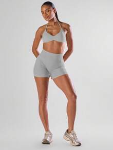 Musera Sport Biustonosz sportowy z odkrytymi plecami i marszczeniami, aktywny i wygodny, do ćwiczeń na siłowni, do biegania, do padla, tenisa, pickleballa, do jogi, pilatesu, fitnessu, na jesień i na co dzień