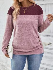 EMERY ROSE Áo thun tay dài cổ tròn màu trơn thời trang thường ngày cỡ lớn dành cho nữ - Nhiều màu - Xem 1