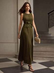 ZEYLAH ROBE D'ÉTÉ EN LIN COL ROND SANS MANCHES