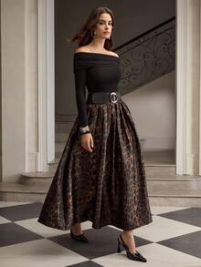 ZEYLAH Leopard Muster Business eleganter Schirm-Rock, Herbst/Winter - Verschiedenfarbig - Übersicht 1