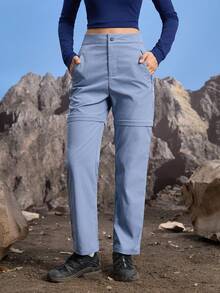 In My Nature 女士户外防风休闲百搭纽扣口袋徒步裤 - 藍色 - 查看 5