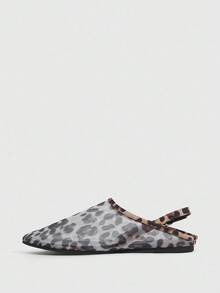 CUCCOO SZL Women's Breathable Mesh Pointed Toe Flats, Fashionable Minimalist Leopard Print Mesh Flats For Daily Indoor And Outdoor Wear - Brown - View 5