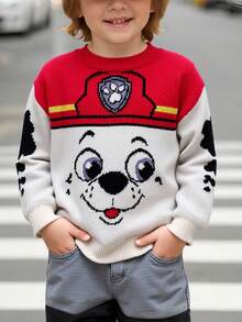 SHEIN | PAW Patrol 男童可爱休闲卡通图案圆领长袖毛衣