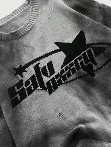 ROMWE MEN Grunge Punk 男士休闲街头风格扎染针织毛衣，适合秋冬